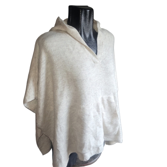 Loft Cream Colored Pullover Hooded Poncho Sweater XS - Picture 2 of 6